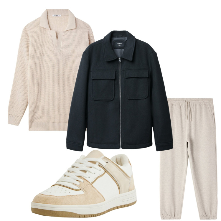 Outfit uomo - Linee pulite. Stile Casual per Tutti i giorni. Abbinamento con sneakers, cappotti, pantaloni, maglieria.