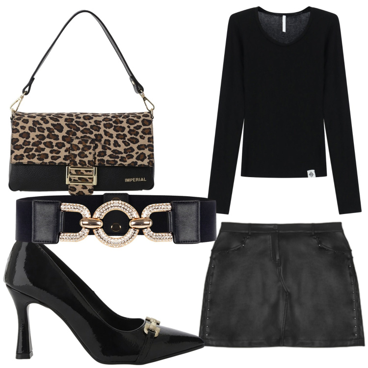 Outfit donna - Look da lolita. Stile Sexy per Serata fuori. Abbinamento con cinture, borse a spalla, décolleté, t-shirt, minigonne.