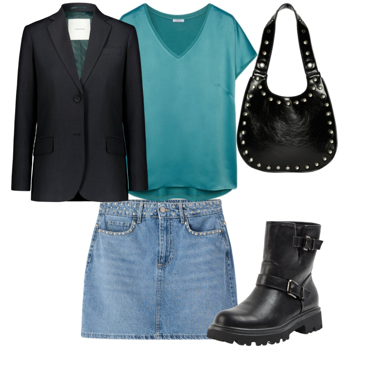 Outfit donna - Total look #2274222. Abbinamento con stivaletti, minigonne, bluse, borse a spalla, blazer.