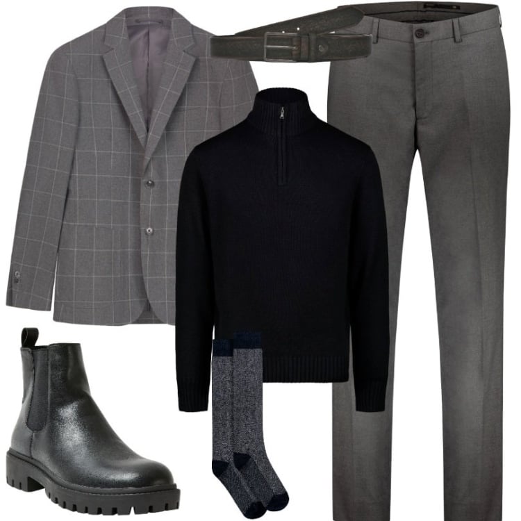 Outfit uomo - Doppelganger. Stile Business/Elegante per Ufficio. Abbinamento con stivali e stivaletti, cinture, pantaloni, giacche, calzini, maglieria.