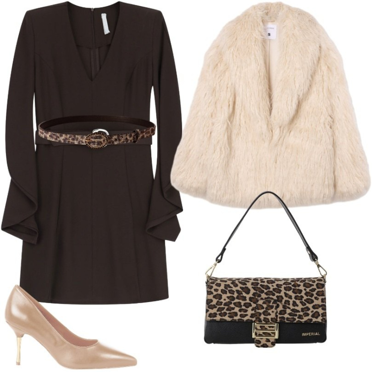 Outfit donna - similpelliccia bianco lana. Stile Casual chic per Cerimonia. Abbinamento con cinture, ecopellicce, décolleté, borse a spalla, vestiti corti.