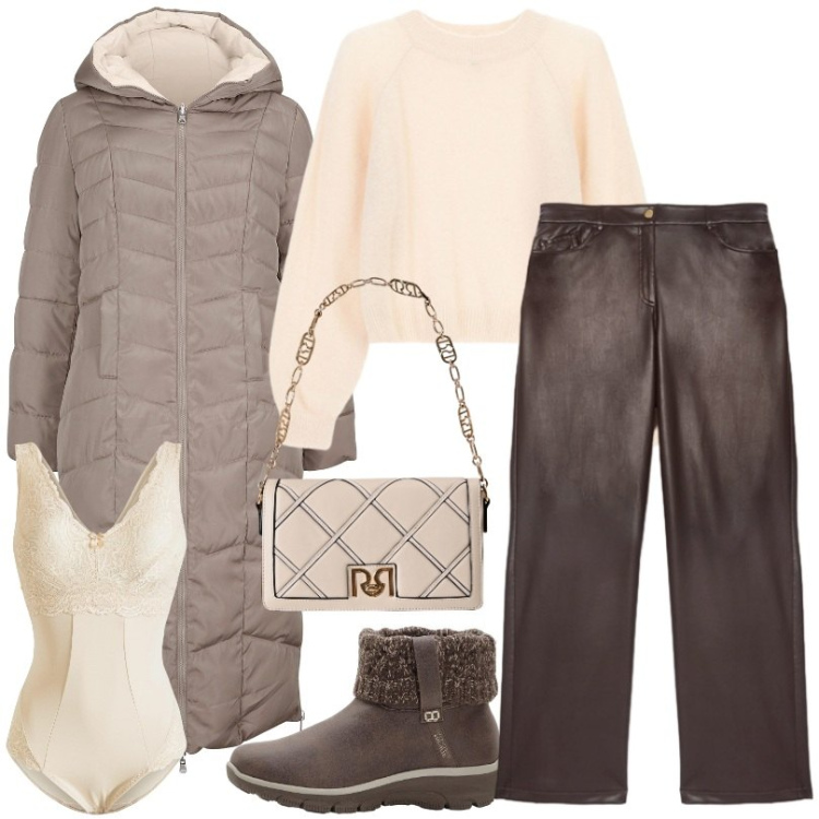 Outfit donna - Giubbotto trapuntato double face. Stile Casual per Tutti i giorni. Abbinamento con blazer, body, stivaletti, borse a tracolla, maglieria, pantaloni.