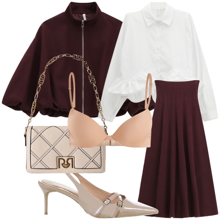 Outfit donna - Proprio bon ton con camicia bella. Stile Bon Ton per Cerimonia. Abbinamento con reggiseni push-up, borse a tracolla, décolleté, camicie, gonne lunghe, bomber.