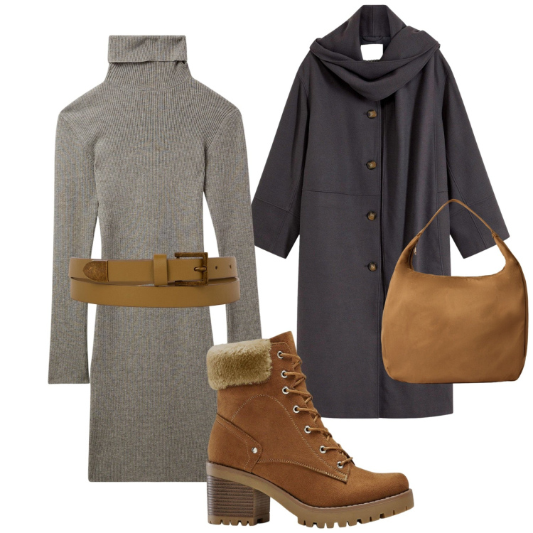 Outfit donna - Total look #2274430. Stile Urban per Tutti i giorni. Abbinamento con cappotti, stivaletti, vestiti corti, borse a mano, cinture.