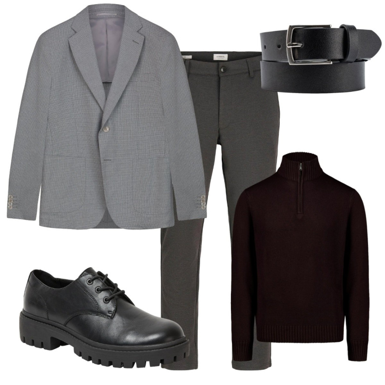 Outfit uomo - Total look #2274614. Stile Business/Elegante per Serata speciale. Abbinamento con pantaloni chino, scarpe stringate, giacche, cinture, maglieria.