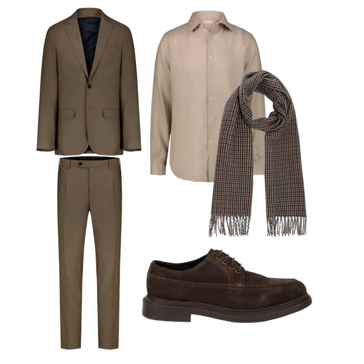 Outfit uomo - Total look #2274635. Stile Business/Elegante per Ufficio. Abbinamento con camicie, abiti, sciarpe, scarpe stringate.