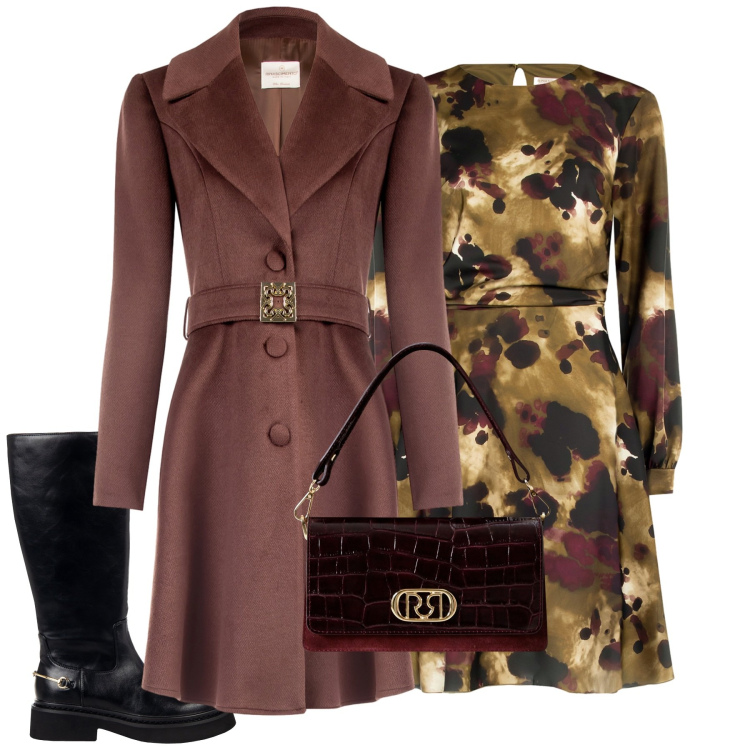 Outfit donna - Cerimonia. Stile Chic per Cerimonia. Abbinamento con vestiti midi/longuette, borse a mano, stivali sopra il ginocchio, cappotti.