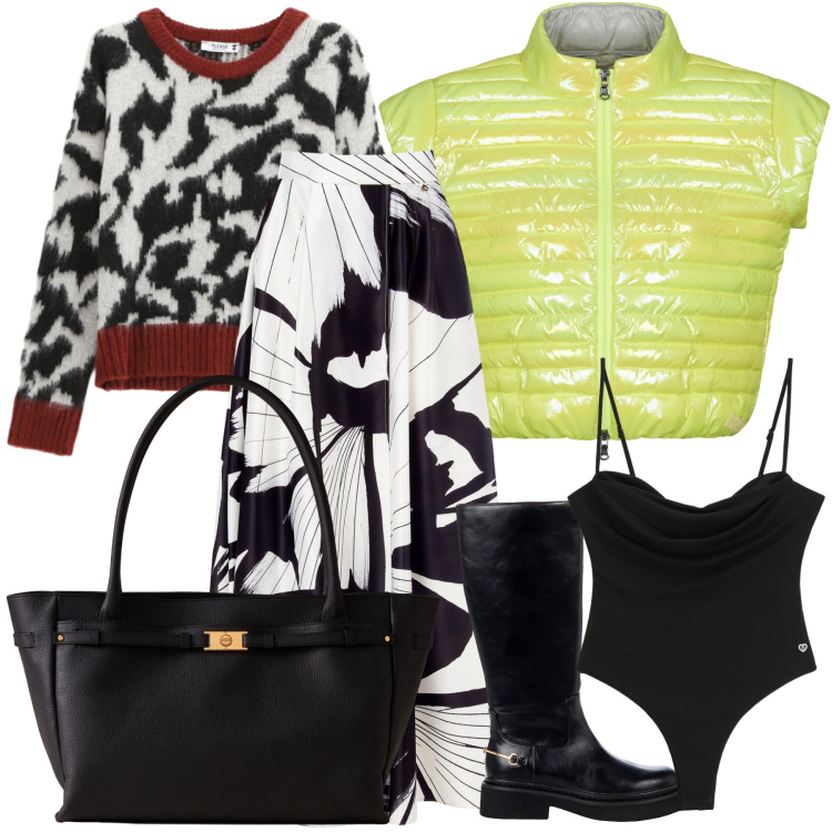 Outfit donna - Smanicato per mix look. Stile Urban per Tutti i giorni. Abbinamento con gonne lunghe, stivali sopra il ginocchio, pullovers, body, blazer, shopping bag.