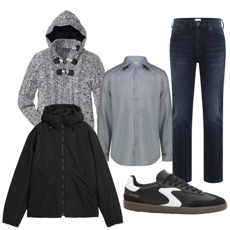 Outfit uomo - Total look #2274693. Stile Urban per Tutti i giorni. Abbinamento con maglieria, sneakers, jeans slim fit, giacche, camicie.