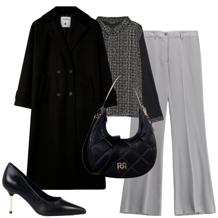 Outfit donna - City. Stile Urban per Tutti i giorni. Abbinamento con cappotti, borse a tracolla, décolleté, pantaloni, camicie.