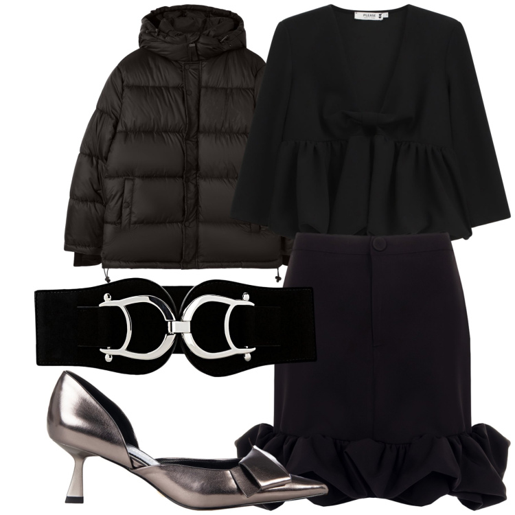 Outfit donna - La gonna particolare. Stile Chic per Serata fuori. Abbinamento con cinture, bomber, minigonne, décolleté, top.