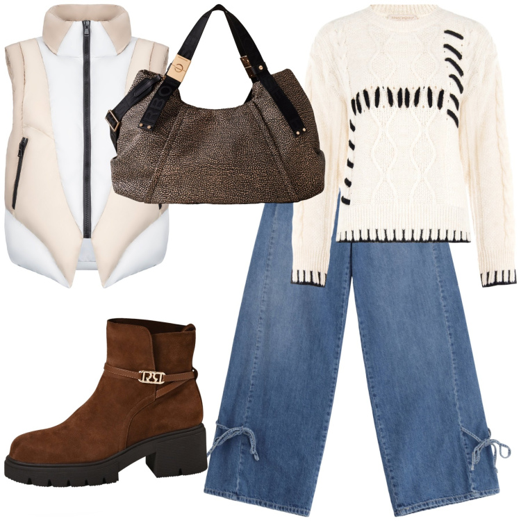 Outfit donna - I love my jeans. Stile Sporty chic per Tutti i giorni. Abbinamento con stivaletti, maglieria, jeans, piumini, borse a mano.