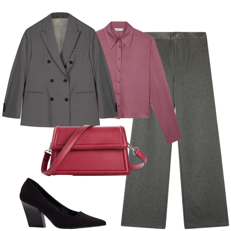 Outfit donna - City. Stile Urban per Tutti i giorni. Abbinamento con décolleté, borse a tracolla, pantaloni, camicie, blazer.