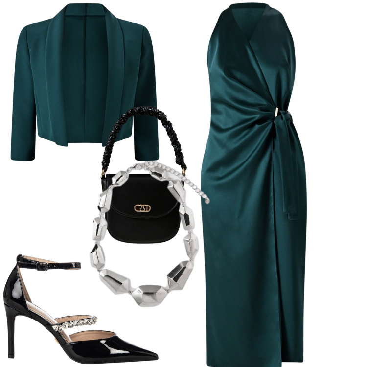 Outfit donna - Cerimonia. Stile Chic per Cerimonia. Abbinamento con vestiti midi/longuette, bolero, borse a mano, décolleté, ciondoli.