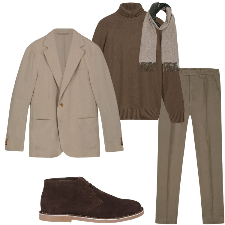 Outfit uomo - Urban a ottobre. Stile Urban per Ufficio. Abbinamento con giacche, pantaloni, stivali e stivaletti, sciarpe, pullovers.