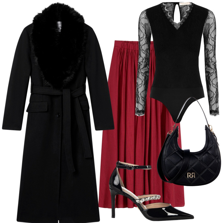 Outfit donna - Occasioni speciali. Stile Chic per Cerimonia. Abbinamento con gonne lunghe, cappotti, bluse, borse a tracolla, décolleté.