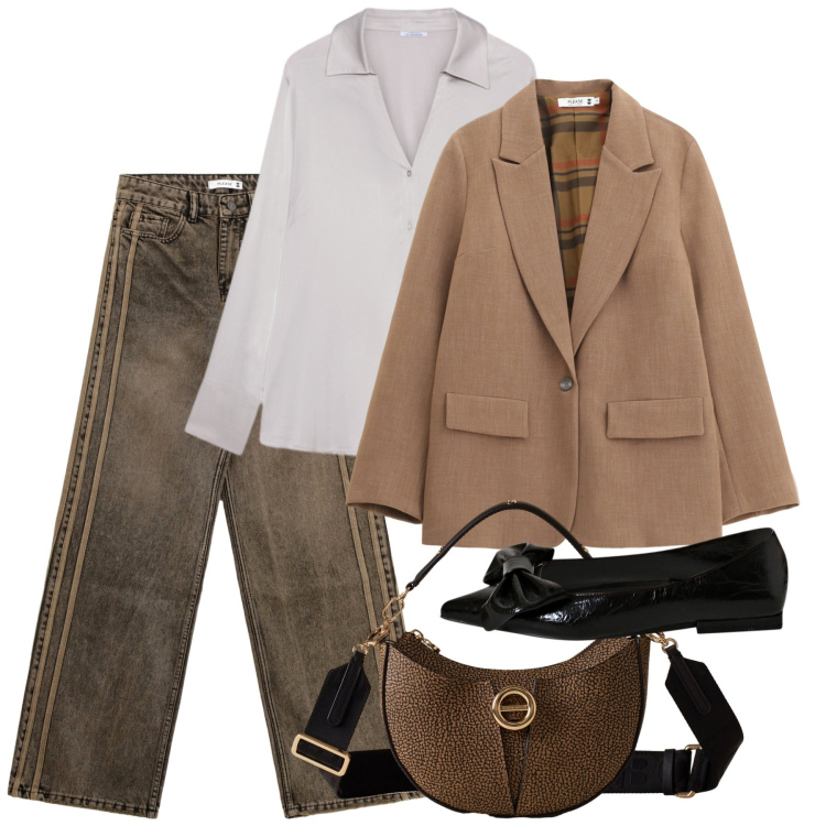 Outfit donna - In ufficio ma non solo. Stile Urban per Ufficio. Abbinamento con ballerine, blazer, jeans, borse a spalla, camicie.
