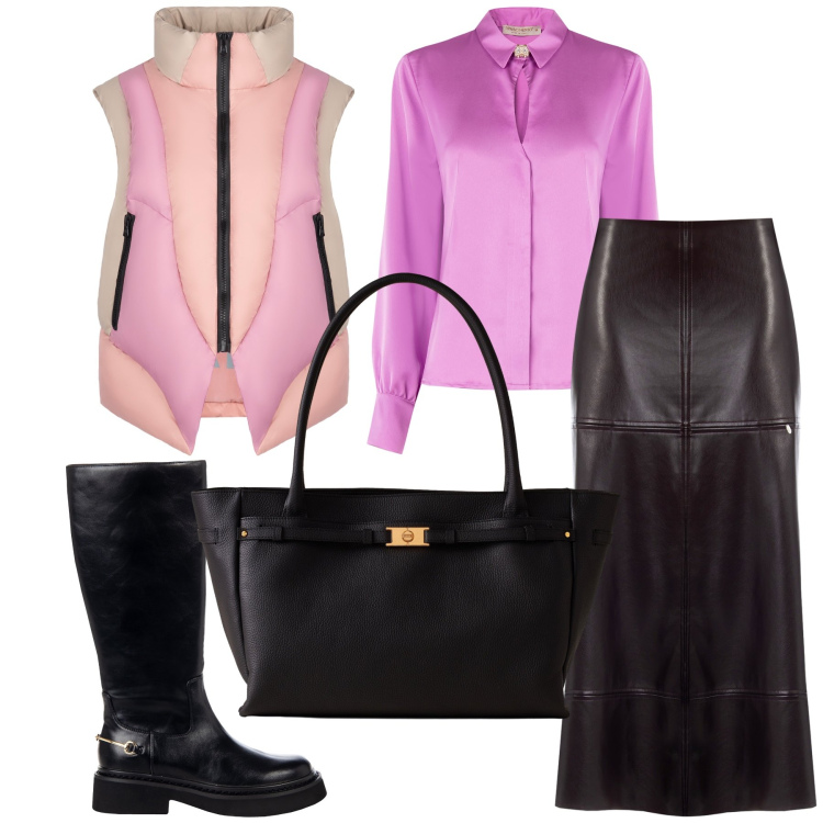 Outfit donna - Smanicato ma per occasione chic. Stile Urban per Ufficio. Abbinamento con camicie, gonne longuette, stivali sopra il ginocchio, piumini, shopping bag.