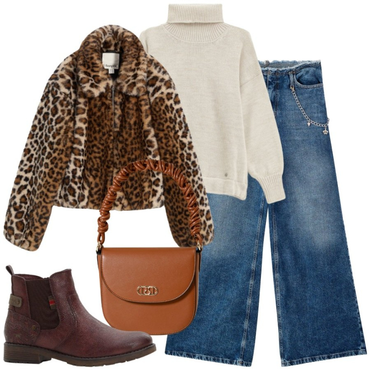 Outfit donna - Arriva novembre. Stile Chic per Tutti i giorni. Abbinamento con ecopellicce, stivaletti chelsea, jeans dritti, borse a mano, maglieria.