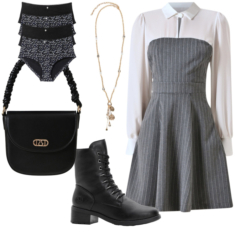 Outfit donna - Segretaria anni cinquanta. Stile Vintage retrò per Ufficio. Abbinamento con culotte, stivaletti, vestiti corti, borse a mano, ciondoli.