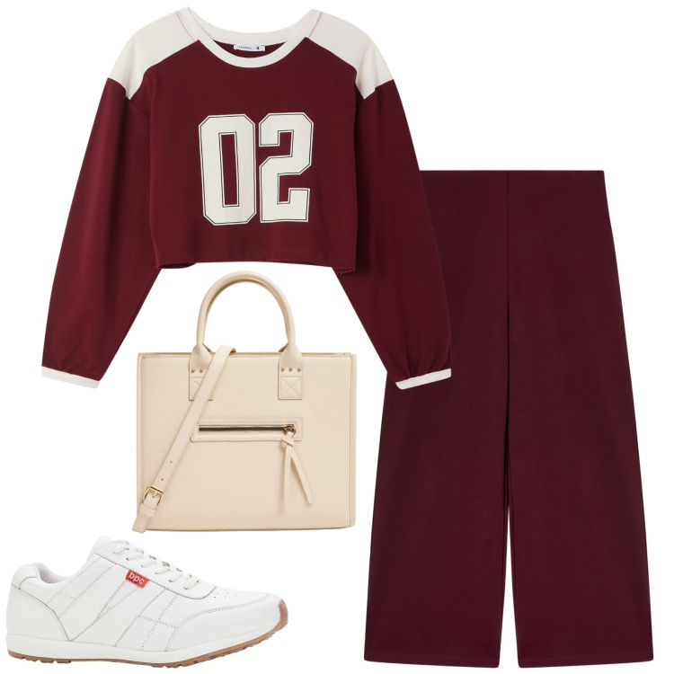Outfit donna - Total look #2274915. Stile Casual per Tutti i giorni. Abbinamento con sneakers, shopping bag, pantaloni culotte, t-shirt.