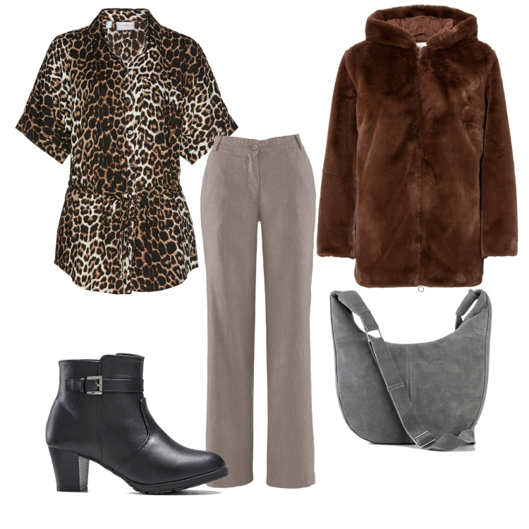 Outfit femme - Casual #12176. Style Casual pour Tous les jours. Assortir avec pantalon , sacs à main, fausses fourrures, tuniques, bottines.