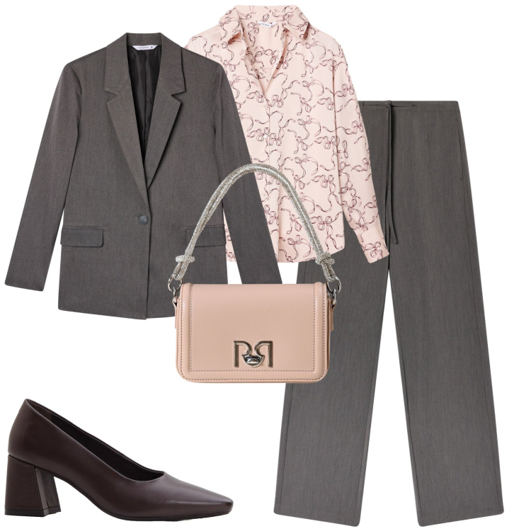 Outfit donna - Ottobre. Stile Urban per Tutti i giorni. Abbinamento con décolleté, camicie, blazer, pantaloni, borse a mano.
