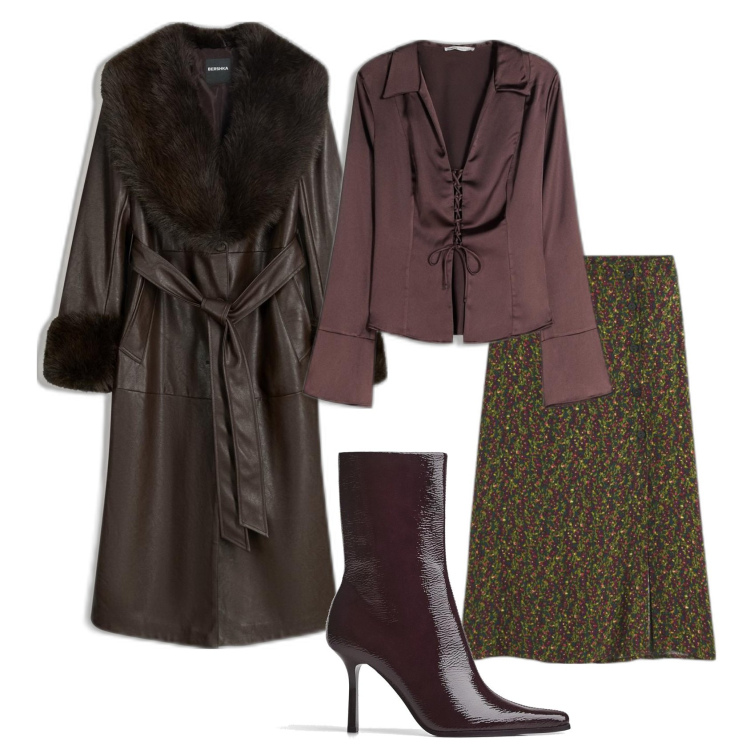 Outfit mujer - Chic #11787. Estilo Chic para Oficina. Combinación con abrigos, camisas, minifaldas, botines.