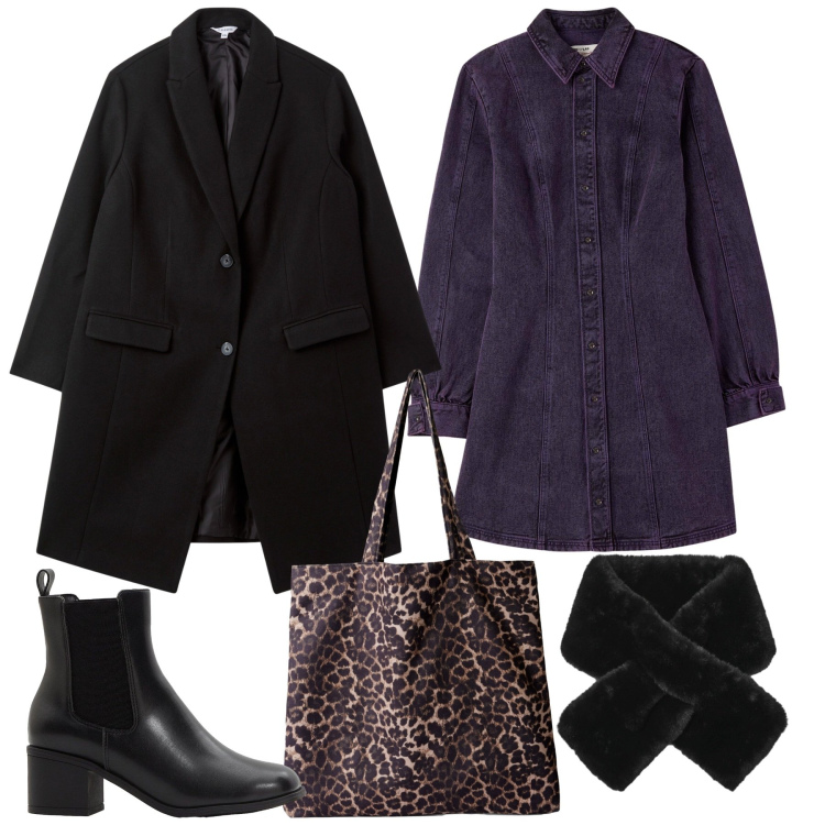 Outfit donna - City. Stile Casual chic per Tutti i giorni. Abbinamento con stivaletti, shopping bag, sciarpe, vestiti chemisier, cappotti.