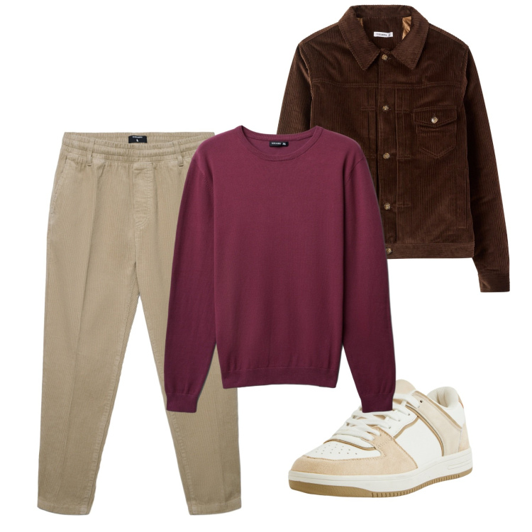 Outfit uomo - Autunno. Stile Casual per Tutti i giorni. Abbinamento con sneakers, pantaloni, cappotti, maglieria.