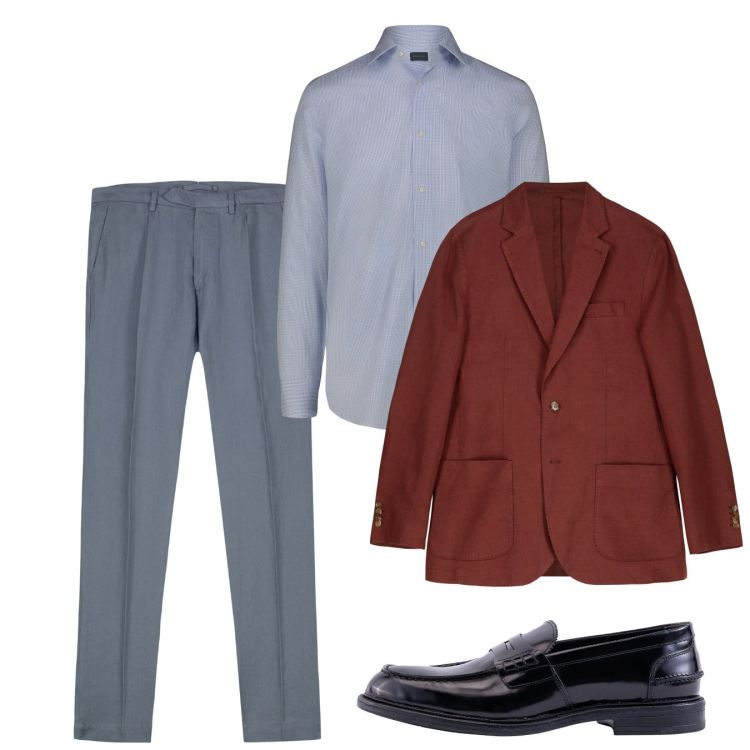 Outfit uomo - Ottobre. Stile Casual per Tutti i giorni. Abbinamento con giacche, pantaloni, camicie, scarpe stringate.