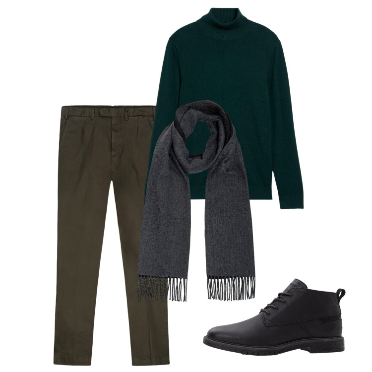 Outfit uomo - Fresco. Stile Casual per Tutti i giorni. Abbinamento con stivali e stivaletti, maglieria, pantaloni, sciarpe.