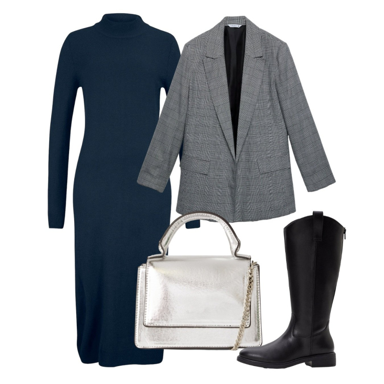 Outfit donna - Il capo. Stile Bon Ton per Ufficio. Abbinamento con vestiti, stivali, borse a tracolla, blazer.