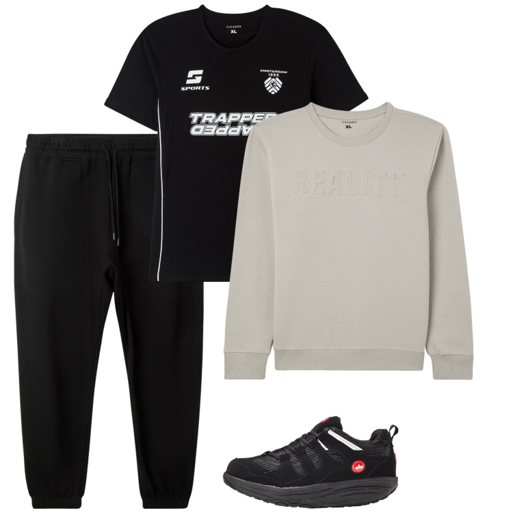 Outfit uomo - Sport. Stile Urban per Sport. Abbinamento con sneakers, t-shirt sportive, felpe, pantaloni sportivi.