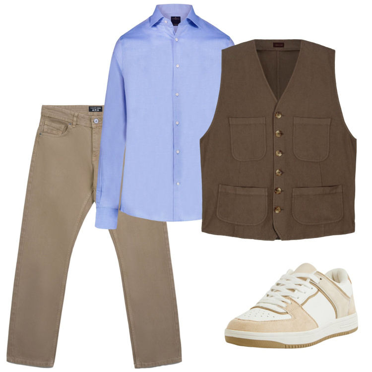 Outfit uomo - Casual ottobre. Stile Casual per Tutti i giorni. Abbinamento con sneakers, jeans, camicie, gilet.