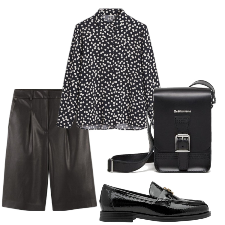 Outfit mujer - Mannish look. Estilo Mannish para Todos los días. Combinación con bolsos de mano, bermudas, camisas, mocasines.