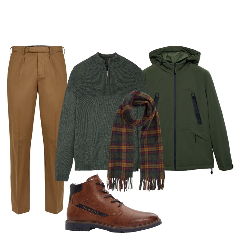 Outfit uomo - Total look #2275058. Stile Trendy per Ufficio. Abbinamento con maglieria, stivali e stivaletti, giacche, pantaloni, sciarpe.