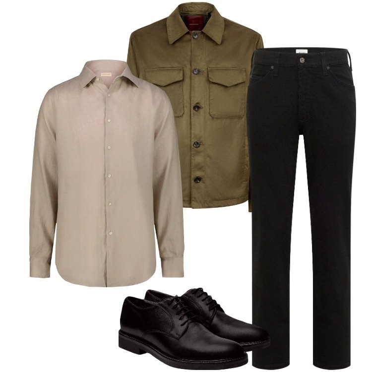Outfit uomo - Non troppo formale. Stile Business/Elegante per Serata speciale. Abbinamento con jeans dritti, giacche, scarpe stringate, camicie.