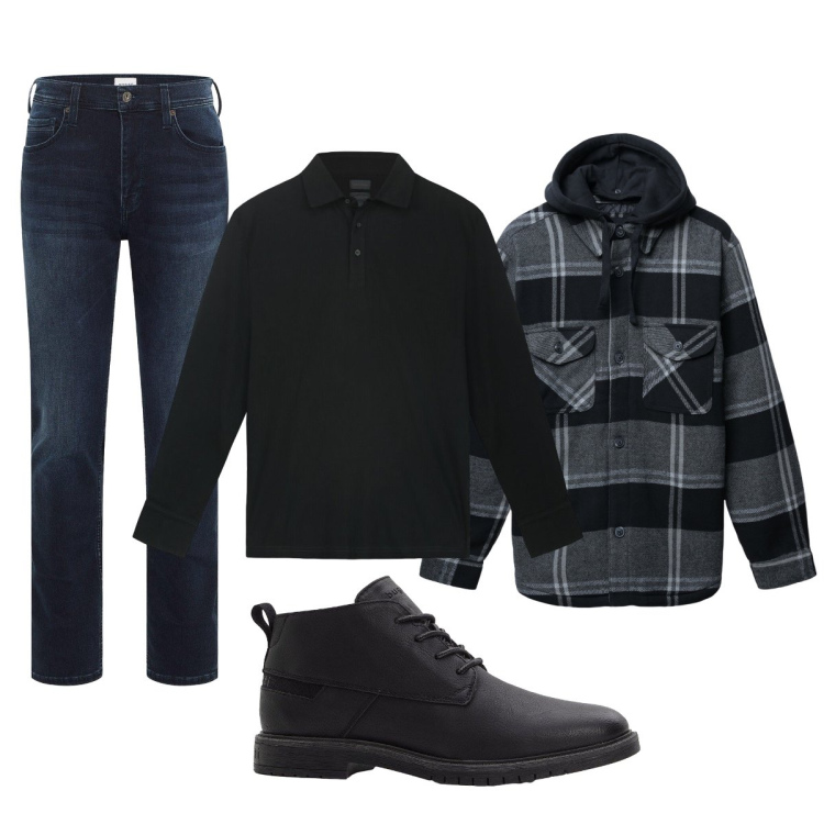 Outfit uomo - Total look #2275115. Stile Urban per Tutti i giorni. Abbinamento con stivali e stivaletti, jeans slim fit, giacche, polo.