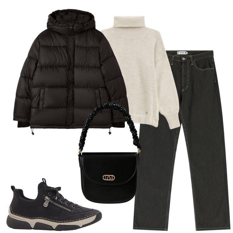 Outfit donna - Total look #2275133. Stile Casual per Tutti i giorni. Abbinamento con sneakers, bomber, borse a mano, pantaloni, maglieria.