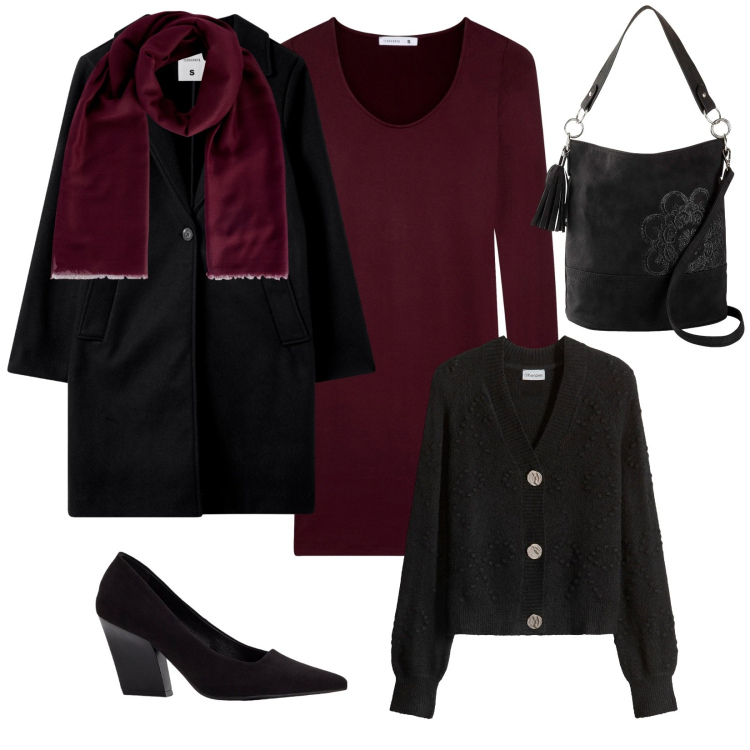 Outfit donna - Total look #2275210. Stile Bon Ton per Serata fuori. Abbinamento con borse a mano, décolleté, cardigans, foulard, cappotti, vestiti corti.