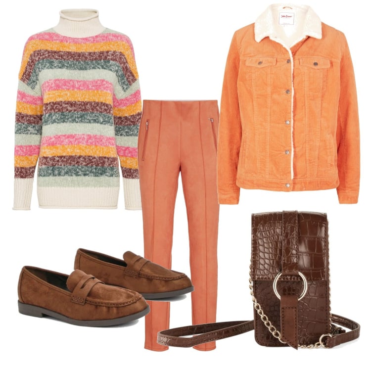 Outfit femme - Bon Ton #6130. Style Bon Ton pour Tous les jours. Assortir avec gros pulls, pochette, pantalon , manteaux, mocassins.
