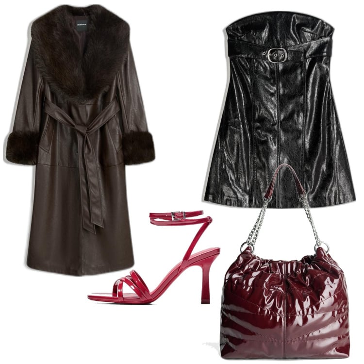 Outfit mujer - Sexy look. Estilo Sexy para Noche/Fiesta elegante. Combinación con sandalias de tacón, abrigos, vestidos cortos, bolsos saco.