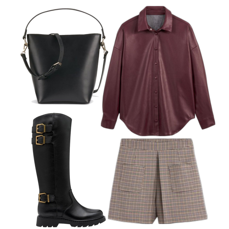 Outfit mujer - Urban look. Estilo Urban para Todos los días. Combinación con shorts, camisas, botines, bolsos saco.