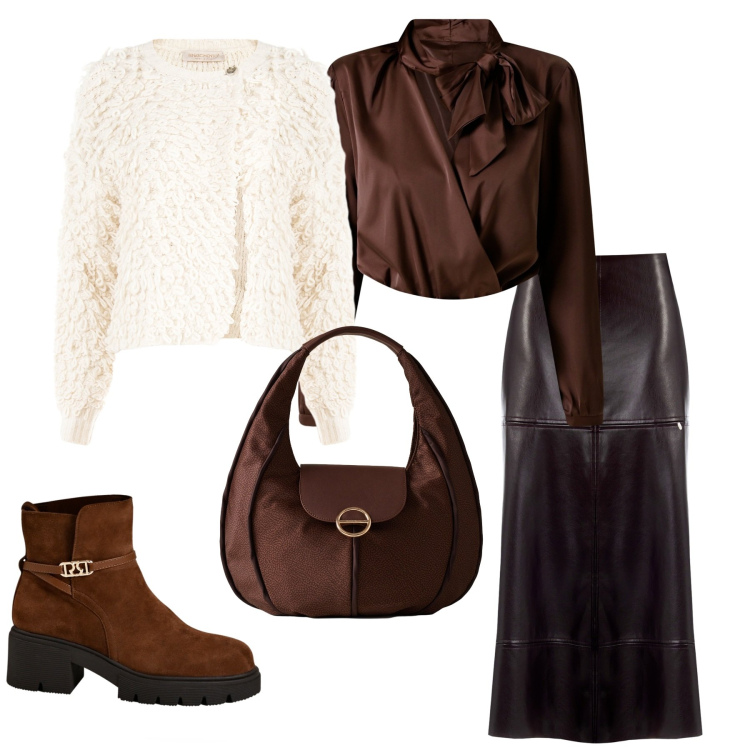 Outfit donna - Glamour ogni giorno. Stile Glamour per Tutti i giorni. Abbinamento con cardigans, gonne longuette, body, stivaletti, borse a spalla.