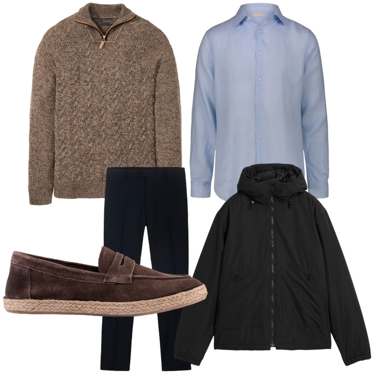 Outfit uomo - Cena improvvisata. Stile Trendy per Serata speciale. Abbinamento con maglieria, giacche, pantaloni, camicie, espadrillas.