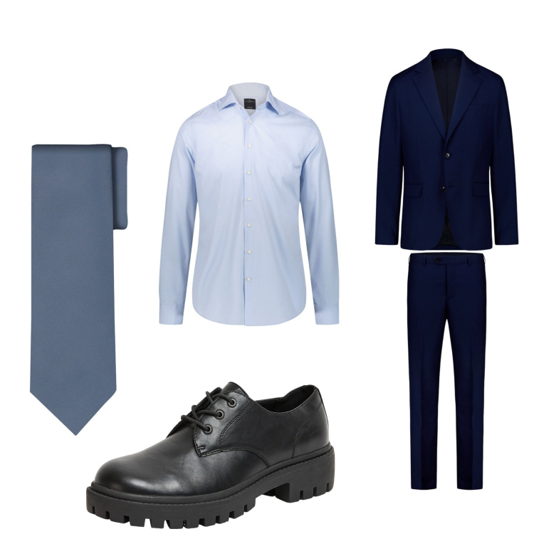 Outfit uomo - Formale. Stile Business/Elegante per Ufficio. Abbinamento con scarpe stringate, camicie, abiti, cravatte.