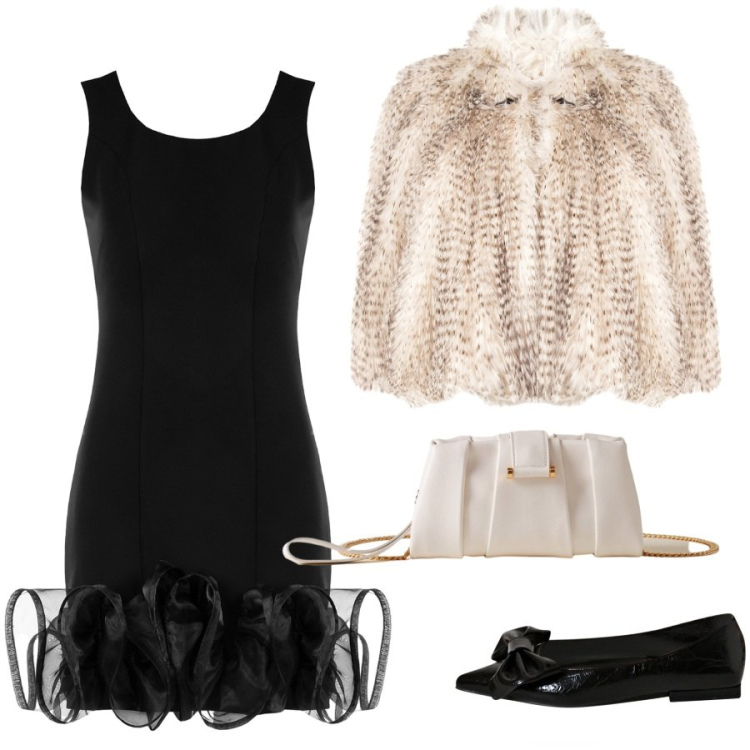 Outfit donna - Total look #2275498. Stile Glamour per Serata fuori. Abbinamento con pochette, ecopellicce, vestiti a tubino, ballerine.