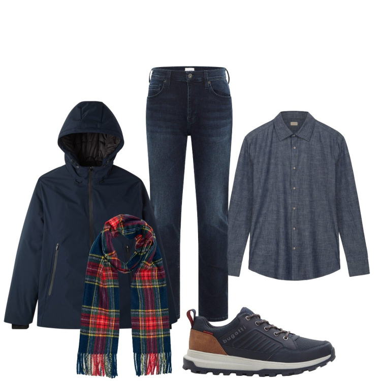 Outfit uomo - Total look #2275517. Stile Casual per Tutti i giorni. Abbinamento con jeans slim fit, sneakers, giacche, sciarpe, camicie.