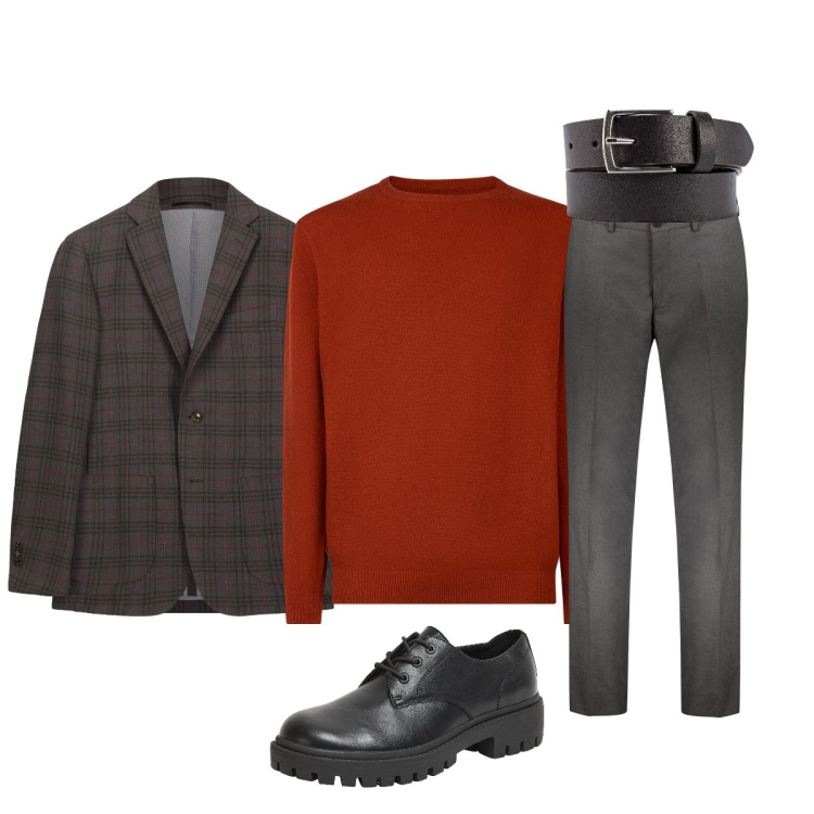Outfit uomo - Total look #2275628. Stile Trendy per Tutti i giorni. Abbinamento con scarpe stringate, pantaloni, maglieria, cinture, giacche.